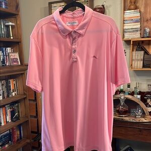 Tommy Bahama Pink Polo Shirt Lightweight Breathable